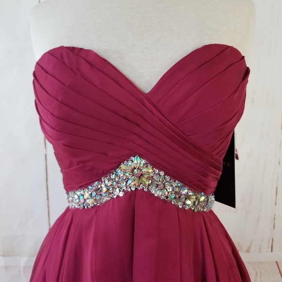 Alyce Paris Strapless Short Ruched Chiffon Dress - Picture 2 of 8